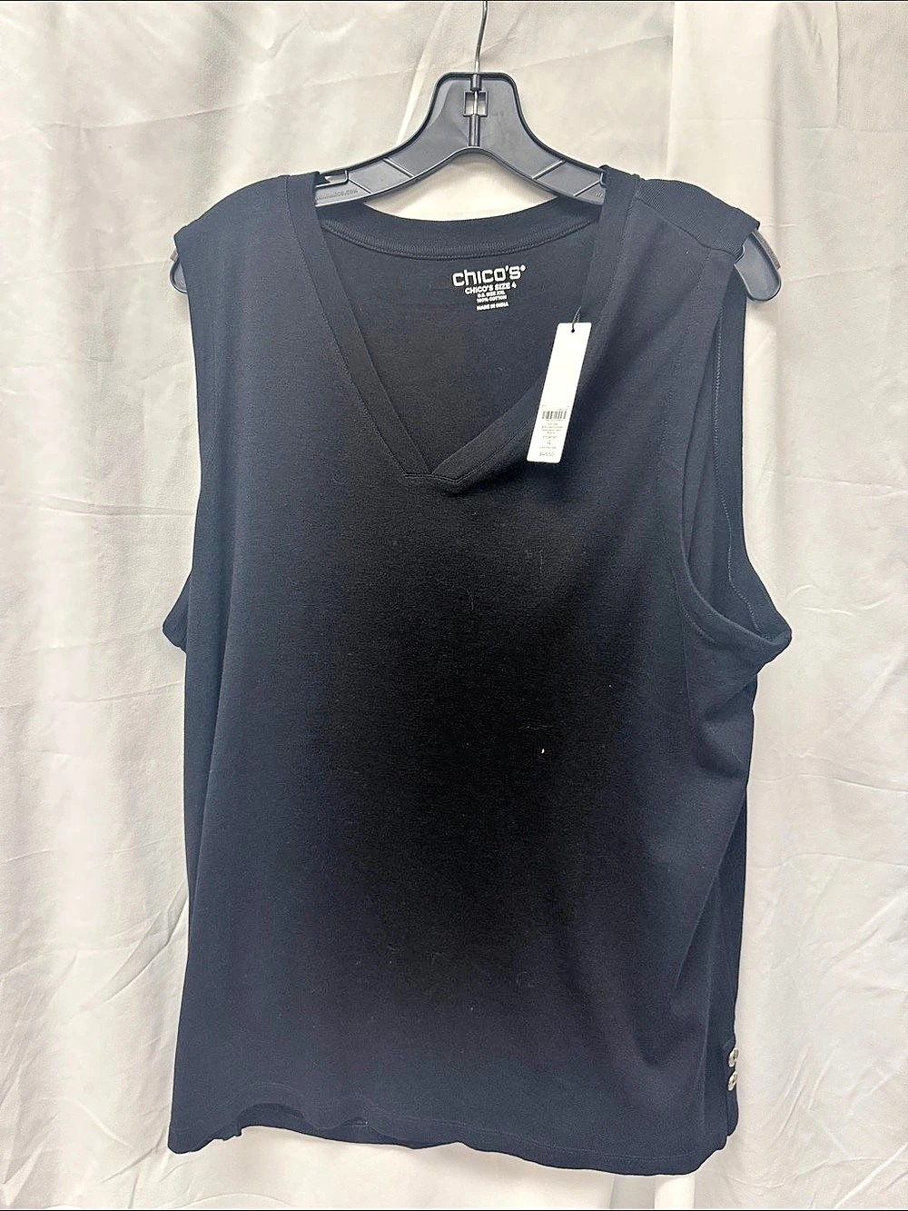 Chico's Button V-Neck Tank Black XXL (4)